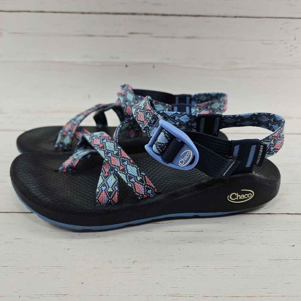 Chaco ZCloud 2 Sandals Trace Eclipse Womens 9 Blue Pink Toe Loop Hiking Outdoor